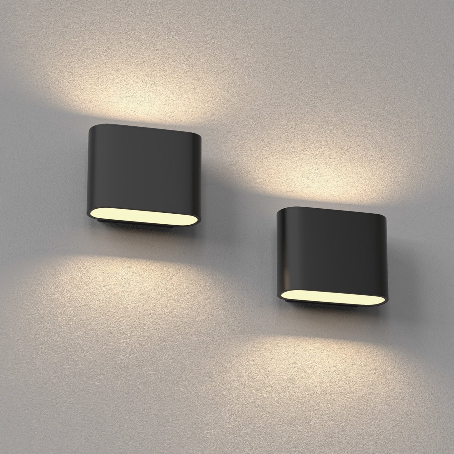 YANSUN Set of 2 Modern Wall Sconces, Black Elliptical Design, Concave Curved Profile, Minimalist Style, G9 Sockets
