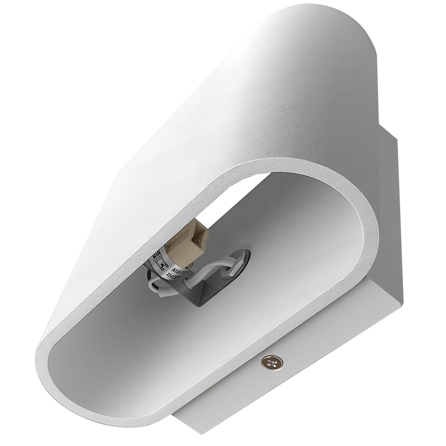 YANSUN Set of 2 Modern Wall Sconces, White Elliptical Design, Concave Curved Profile, Minimalist Style, G9 Sockets