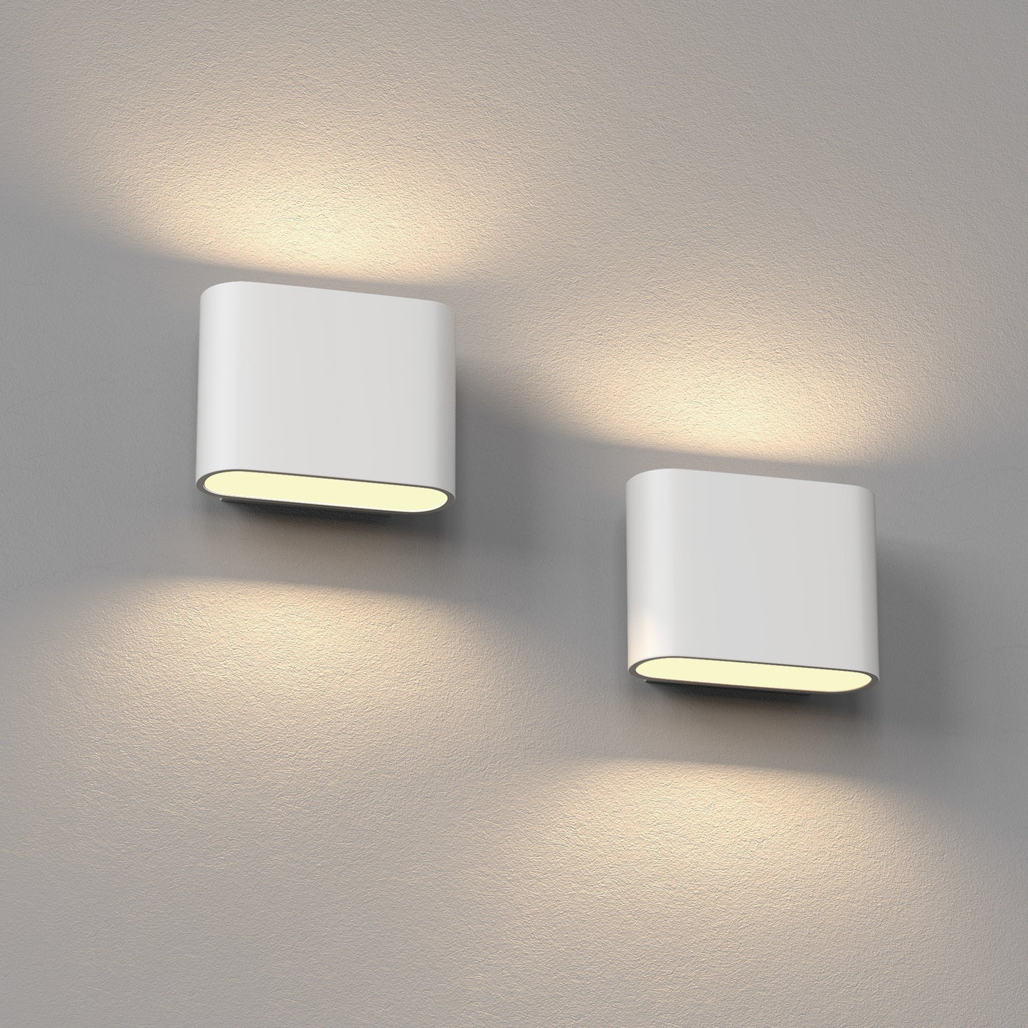 YANSUN Set of 2 Modern Wall Sconces, White Elliptical Design, Concave Curved Profile, Minimalist Style, G9 Sockets