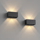 YANSUN Set of 2 Outdoor Wall Lights with Motion Sensor & Light Sensor, Integrated LED 3000K, Sand Black Finish, 24W