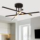 YANSUN 3-Light Black LED Modern Semi-Flush Mount Ceiling Light, 3000K Sputnik Chandelier for Kitchen, Bedroom, Hallway