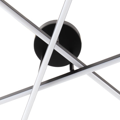 YANSUN 3-Light Black LED Modern Semi-Flush Mount Ceiling Light, 3000K Sputnik Chandelier for Kitchen, Bedroom, Hallway
