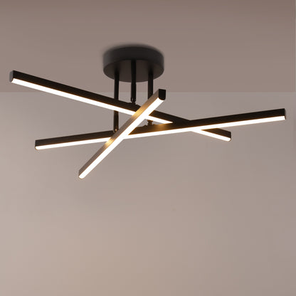 YANSUN Semi-Flush Ceiling LED Light with Stepless Wall Dimming, Matte Black Finish