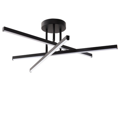 YANSUN Semi-Flush Ceiling LED Light with Stepless Wall Dimming, Matte Black Finish