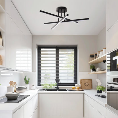 YANSUN Semi-Flush Ceiling LED Light with Stepless Wall Dimming, Matte Black Finish