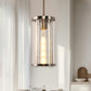 YANSUN 1-Light Pendant with Clear Cylindrical Glass Shade, Non-Integrated Bulb, Sand Nickel Finish, E26 Socket