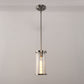 YANSUN 1-Light Pendant with Clear Cylindrical Glass Shade, Non-Integrated Bulb, Sand Nickel Finish, E26 Socket