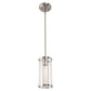 1-Light Nickel Pendant Light with Clear Glass Shade, Modern Industrial Lighting for Kitchen Island and Dining Room