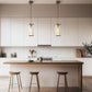 YANSUN 1-Light Pendant with Clear Cylindrical Glass Shade, Non-Integrated Bulb, Sand Nickel Finish, E26 Socket