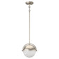 1-Light Brushed Nickel Mini-Pendant Light with Frosted Glass Shade