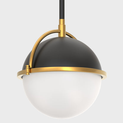 8 in. 1-Light Elegant Metal with Glass Globe Lighting, Matte Black and Gold Finishes for Kitchen Island