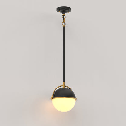 8 in. 1-Light Elegant Metal with Glass Globe Lighting, Matte Black and Gold Finishes for Kitchen Island