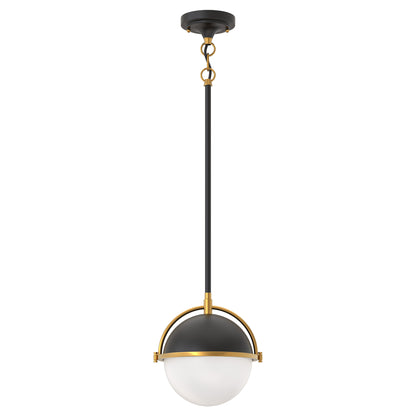 8 in. 1-Light Elegant Metal with Glass Globe Lighting, Matte Black and Gold Finishes for Kitchen Island