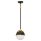 8 in. 1-Light Elegant Metal with Glass Globe Lighting, Matte Black and Gold Finishes for Kitchen Island
