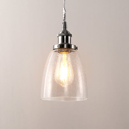 6 in.1-Light Brushed Nickel Industrial Glass Pendant Light, Hanging Ceiling Fixture for Kitchen, Bar, and Dining Room