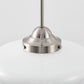 YANSUN 11.8 in. 1-Light Brushed Nickel Mini Dome Pendant Light with Milky Glass Shade and No Bulb Included