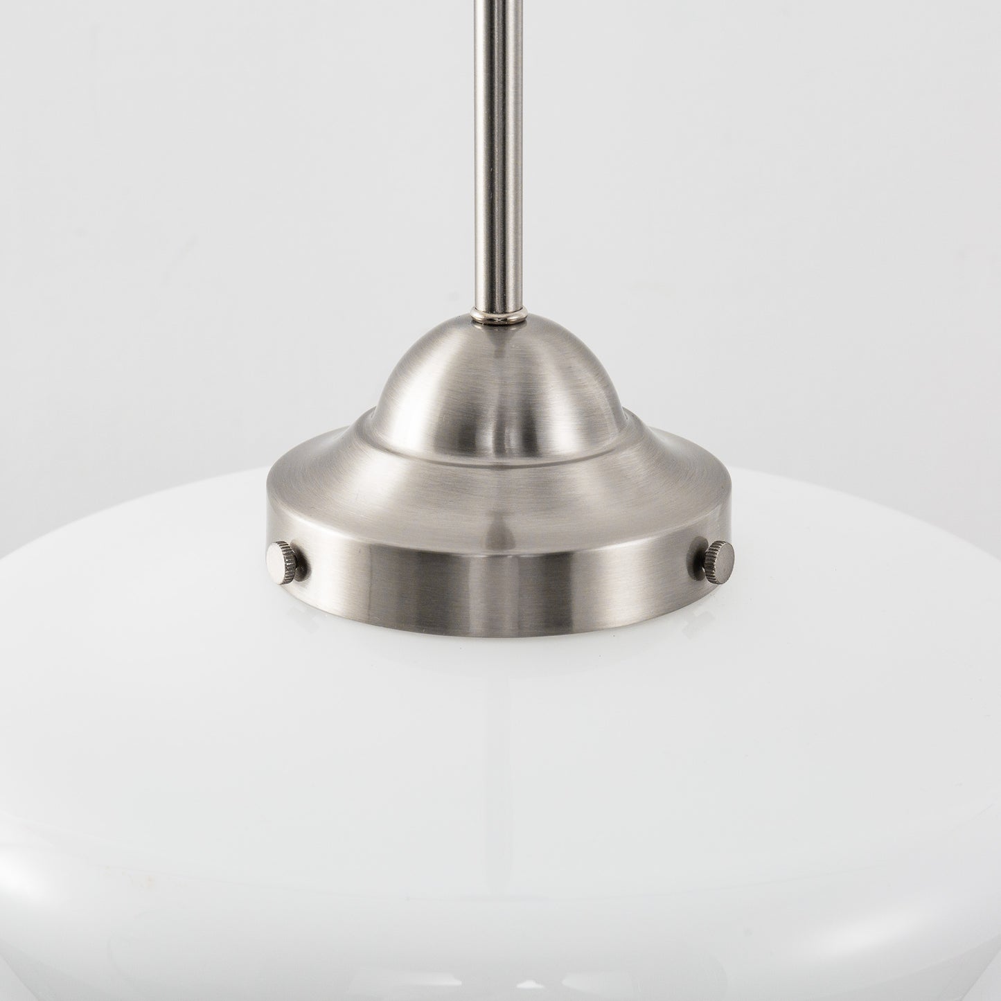 YANSUN 11.8 in. 1-Light Brushed Nickel Mini Dome Pendant Light with Milky Glass Shade and No Bulb Included