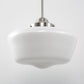 YANSUN 11.8 in. 1-Light Brushed Nickel Mini Dome Pendant Light with Milky Glass Shade and No Bulb Included