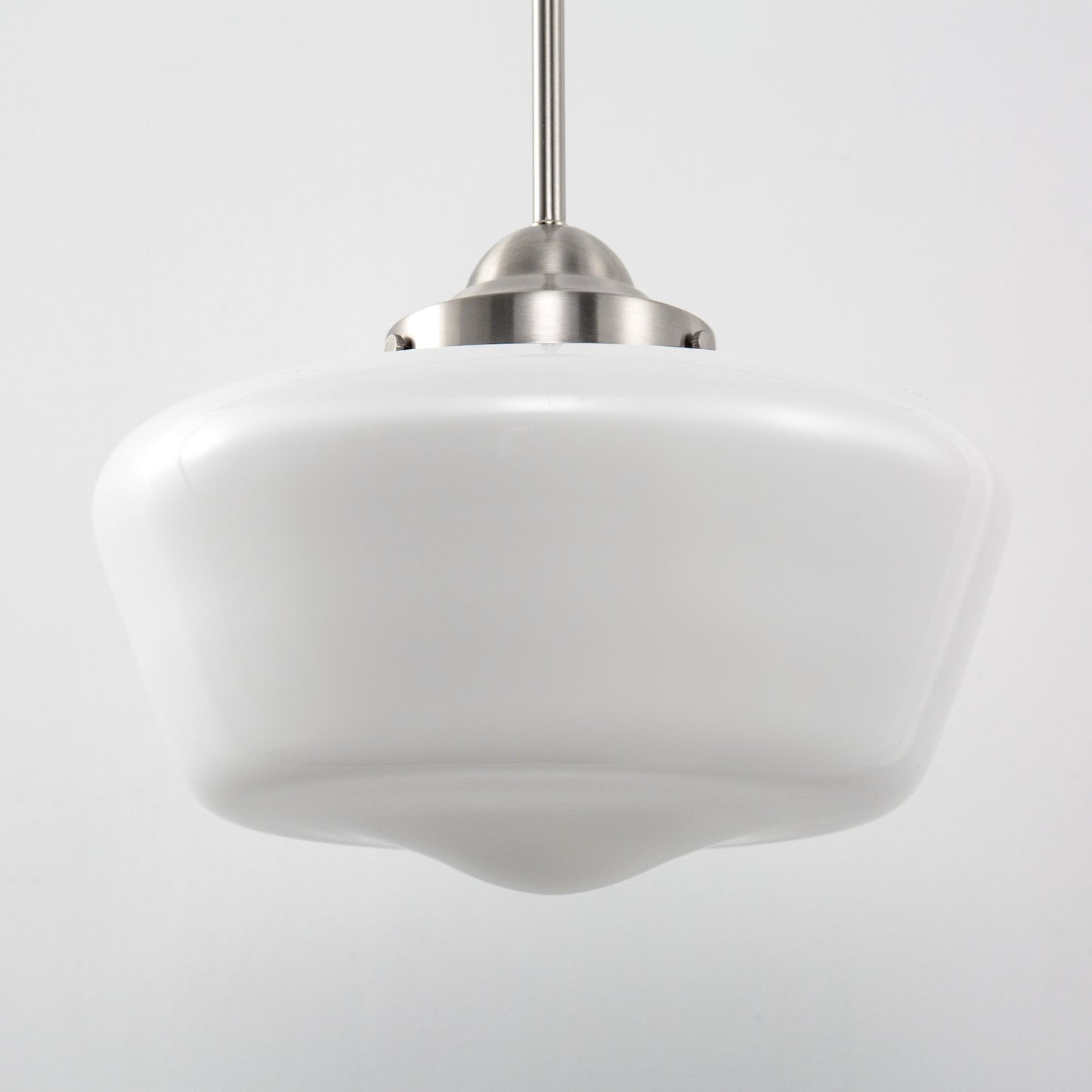 YANSUN 11.8 in. 1-Light Brushed Nickel Mini Dome Pendant Light with Milky Glass Shade and No Bulb Included