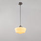YANSUN 11.8 in. 1-Light Brushed Nickel Mini Dome Pendant Light with Milky Glass Shade and No Bulb Included