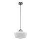 YANSUN 11.8 in. 1-Light Brushed Nickel Mini Dome Pendant Light with Milky Glass Shade and No Bulb Included