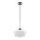 YANSUN 11.8 in. 1-Light Brushed Nickel Mini Dome Pendant Light with Milky Glass Shade and No Bulb Included