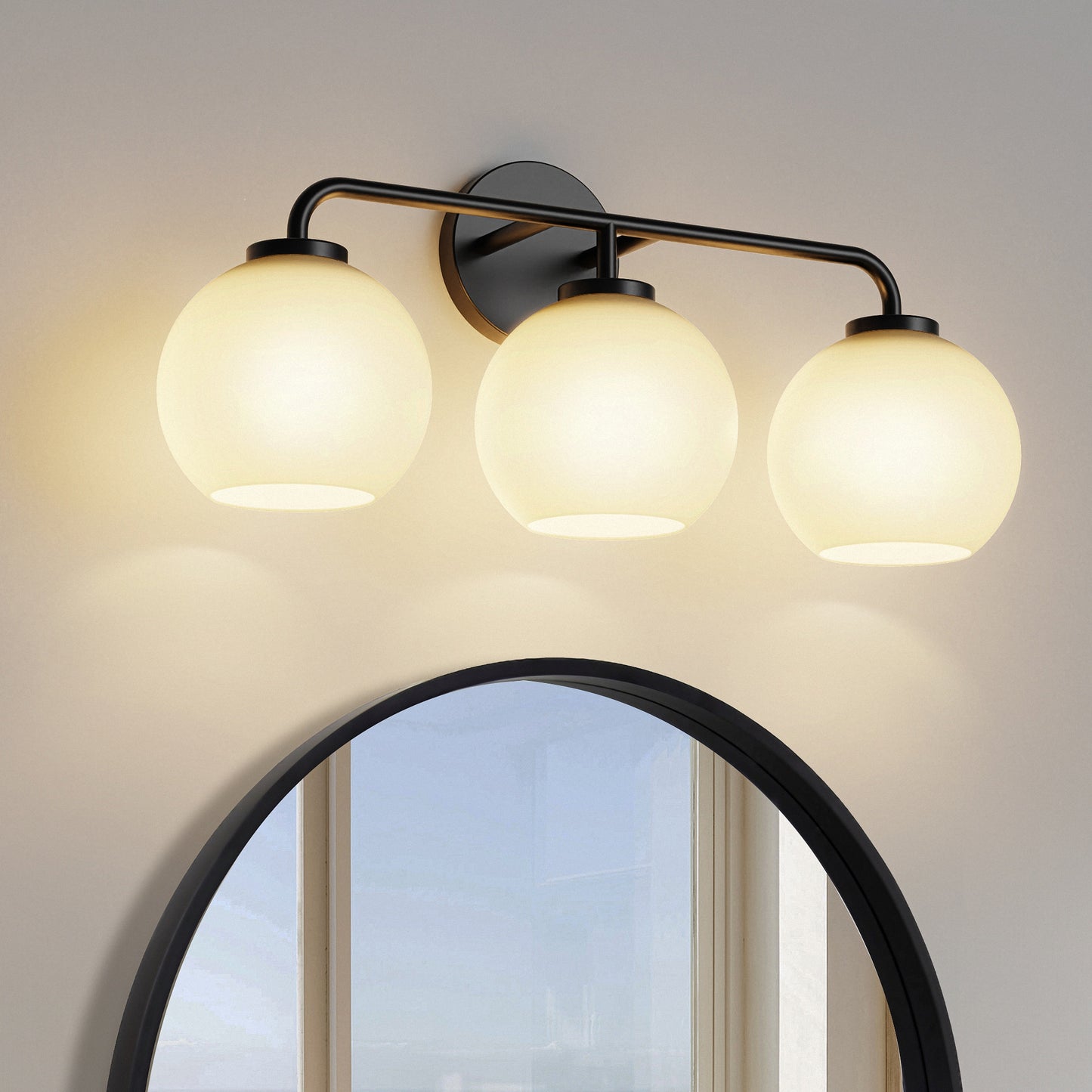 YANSUN 3-Pack Milk White Round Clear Glass Lamp Shades - Universal Replacement for Vanity Lights & Chandeliers (Bulbs Not Included)