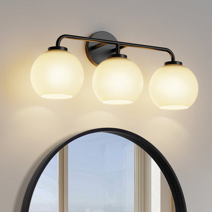 YANSUN 3-Pack Milk White Round Clear Glass Lamp Shades - Universal Replacement for Vanity Lights & Chandeliers (Bulbs Not Included)