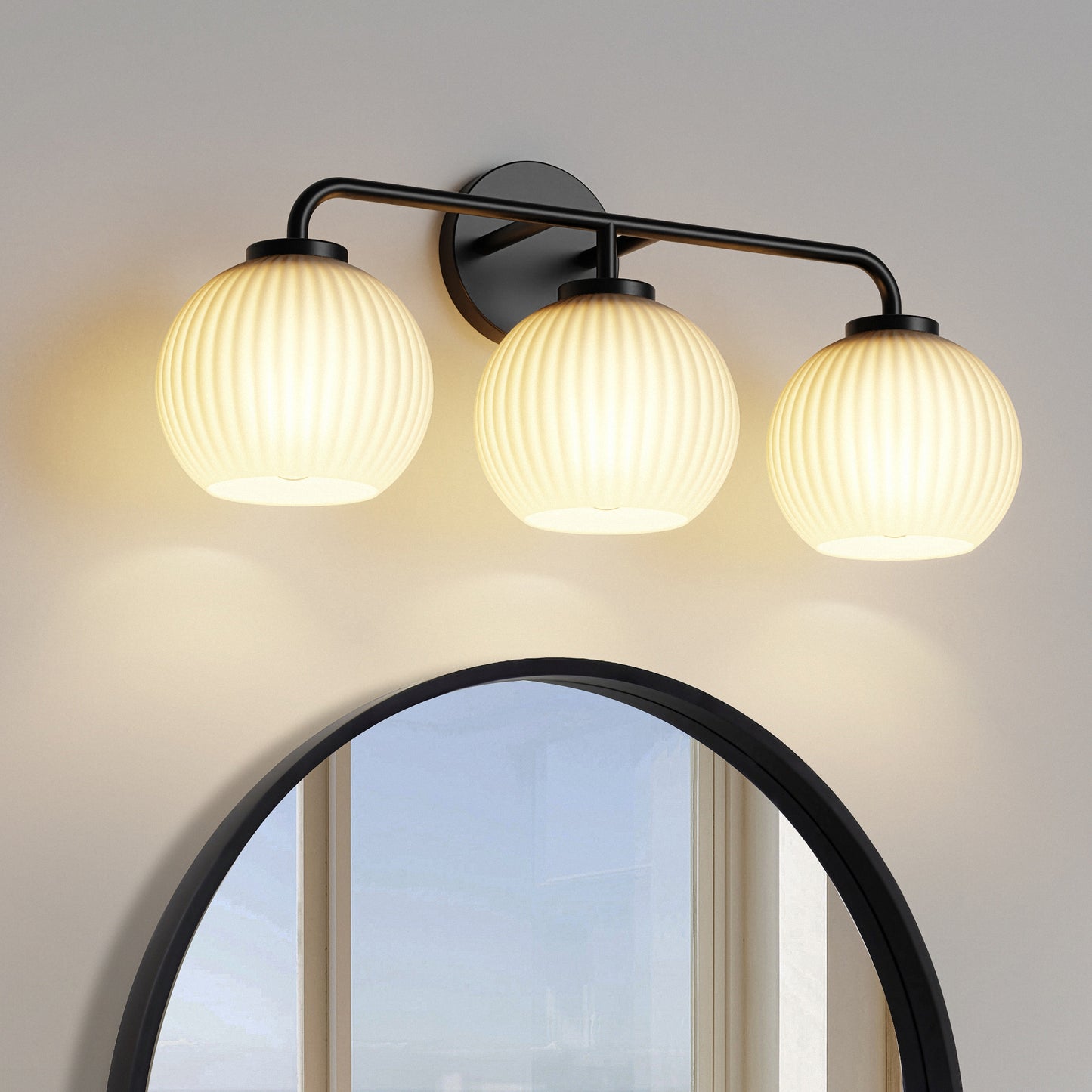 YANSUN 6 in. Milk White Glass Globe Vanity Shade with 6 in. Neckless Fitter for Bathroom