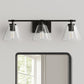 YANSUN 25.4 in. 3 Light Black Vanity Light with Clear Cone Shades Modern Wall Light for Bathroom Mirror E26 Base