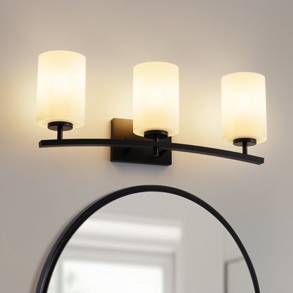 YANSUN 3-Light Black Vanity Light Hardware with E26 Sockets and Square Wall Plate for Bathroom Fixtures