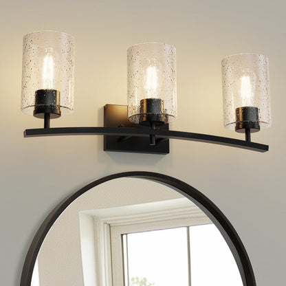 YANSUN 3-Light Black Vanity Light Hardware with E26 Sockets and Square Wall Plate for Bathroom Fixtures