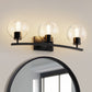 YANSUN 3-Light Black Vanity Light Hardware with E26 Sockets and Square Wall Plate for Bathroom Fixtures