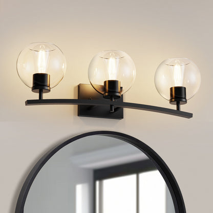 YANSUN 3-Light Black Vanity Light Hardware with E26 Sockets and Square Wall Plate for Bathroom Fixtures