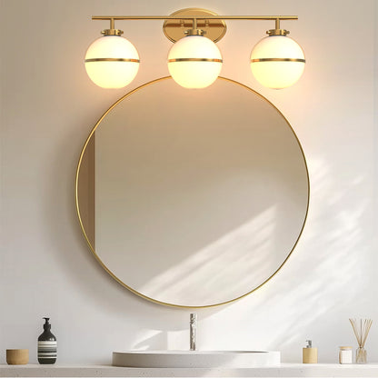 24 in. Modern 3-Light Bathroom Vanity Light with Farmhouse Heritage Brass Globe Shade