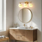 24 in. Modern 3-Light Bathroom Vanity Light with Farmhouse Heritage Brass Globe Shade