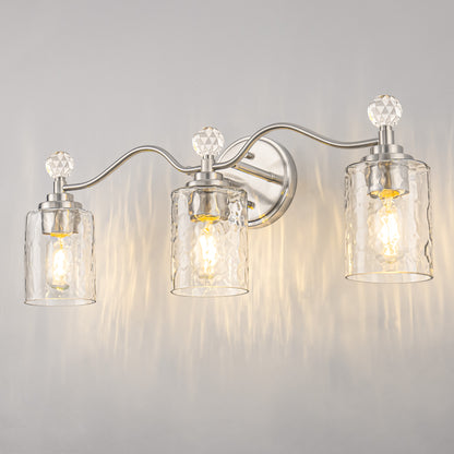 YANSUN 3-Light Nickel Finish Vanity Light E26 Bulb Not Included