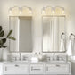 24 in. 3-Light Brushed Nickel Bathroom Vanity Light with Crystal Accents and Clear Hammered Glass Shades