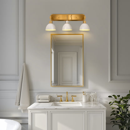 26 in. 3-Light Gold Bathroom Vanity Light with White Shades, Modern Wall Sconce for Bathroom, Vanity