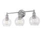 YANSUN 24 in. 3-Light Brushed Nickel Vanity Light with Clear Glass Globe Shades Perfect for Vanity Powder Room Dressing Room