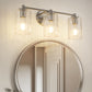 20 in. 3-Light Bathroom Vanity Light, Polished Nickel with Clear Seedy Glass Shades, Dimmable Fixture