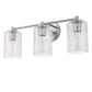 20 in. 3-Light Bathroom Vanity Light, Polished Nickel with Clear Seedy Glass Shades, Dimmable Fixture