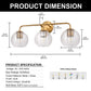 Modern 25 in. 3-Light Gold Vanity Light Fixture with Globe Textured Glass Shades for Over Mirror and Bathroom