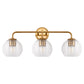 Modern 25 in. 3-Light Gold Vanity Light Fixture with Globe Textured Glass Shades for Over Mirror and Bathroom