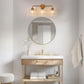 Modern 25 in. 3-Light Gold Vanity Light Fixture with Globe Textured Glass Shades for Over Mirror and Bathroom