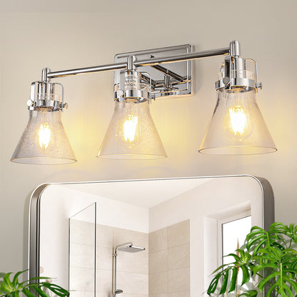 22 in. 3-Light Brushed Nickel Vanity Light for Bright, Affordable Bathroom Lighting??¡ìo?Cone Shade