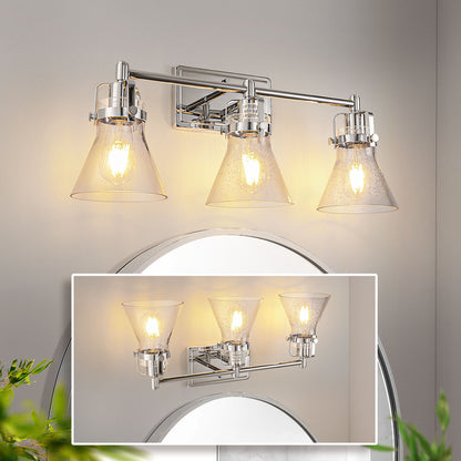 22 in. 3-Light Brushed Nickel Vanity Light for Bright, Affordable Bathroom Lighting??¡ìo?Cone Shade