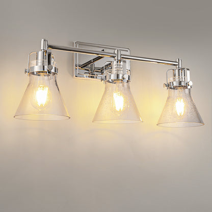 22 in. 3-Light Brushed Nickel Vanity Light for Bright, Affordable Bathroom Lighting??¡ìo?Cone Shade