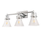 22 in. 3-Light Brushed Nickel Vanity Light for Bright, Affordable Bathroom Lighting??¡ìo?Cone Shade