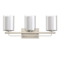 22 in. Industrial Brushed Nickel 3-Light Vanity Light, Clear Glass Shades and Sleek Design for Bathroom